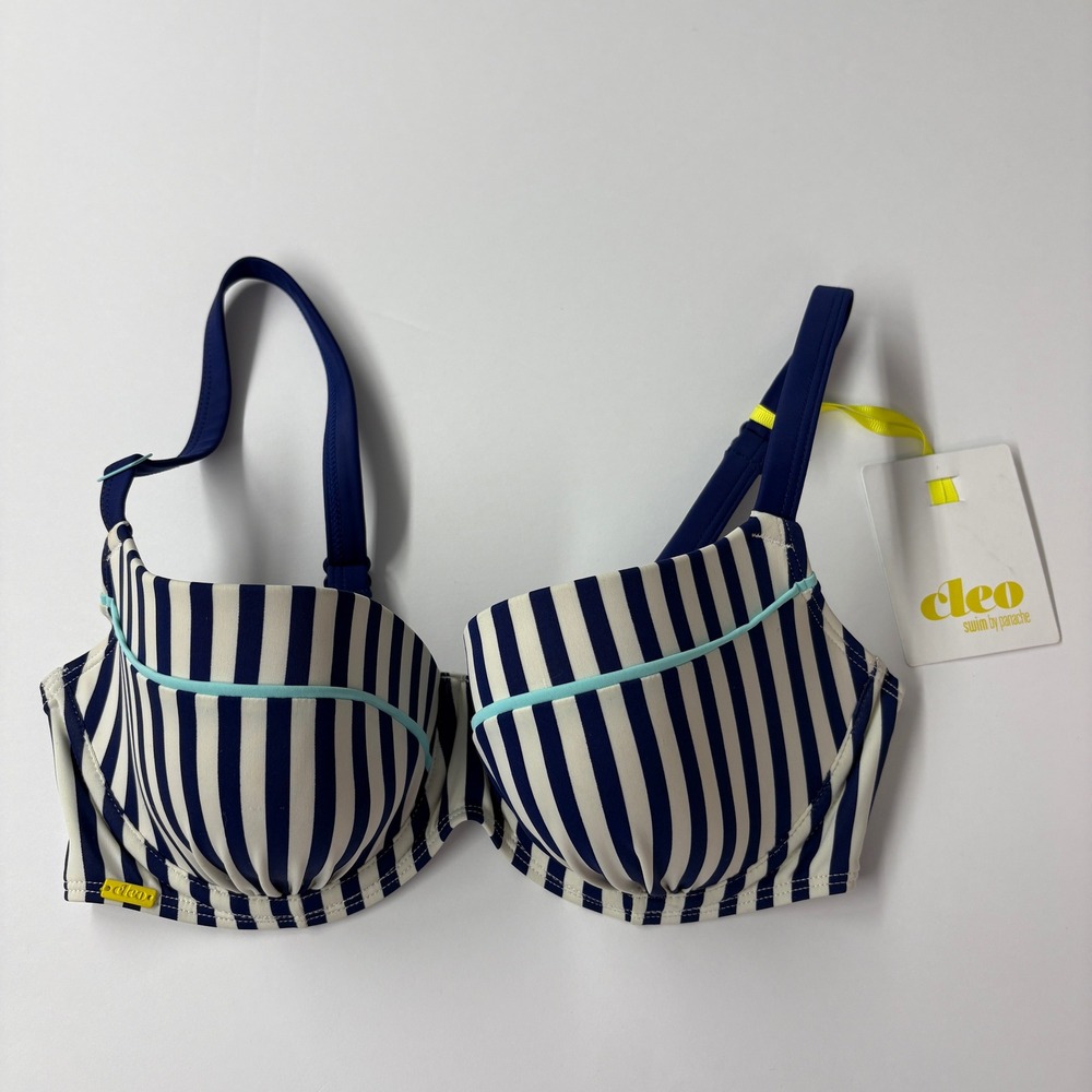 NWT Cleo Panache Womens Lucille Balconnet Bikini Top 30DDD/F Navy Stripe CW0062